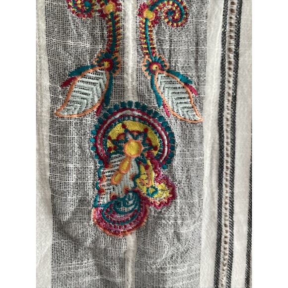 Soft Surroundings Womens Petite Small Tunic Embroiederd Stripe Top - Picture 4 of 7